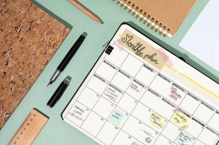 Bullet journals e arranjo de canetas