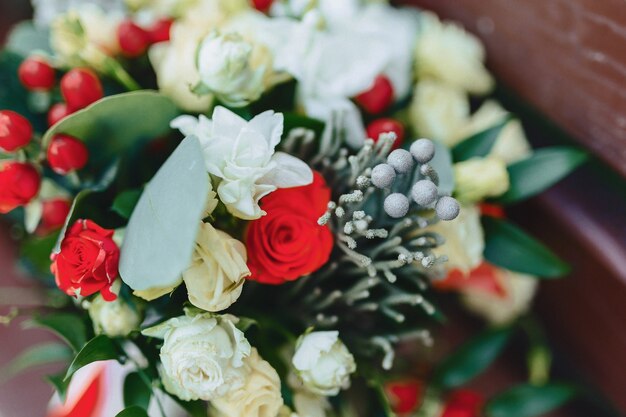 Buquê de casamento e decoração de casamento, flores e arranjos florais de casamento