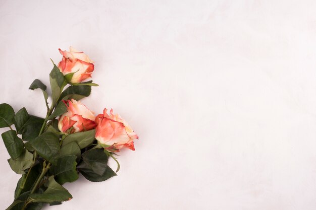 Buquê de flores rosa na mesa branca