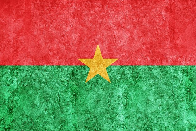 Burkina Faso Bandeira metálica, Bandeira texturizada, bandeira grunge