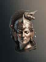 Foto grátis busto de deusa grega metálico com capacete