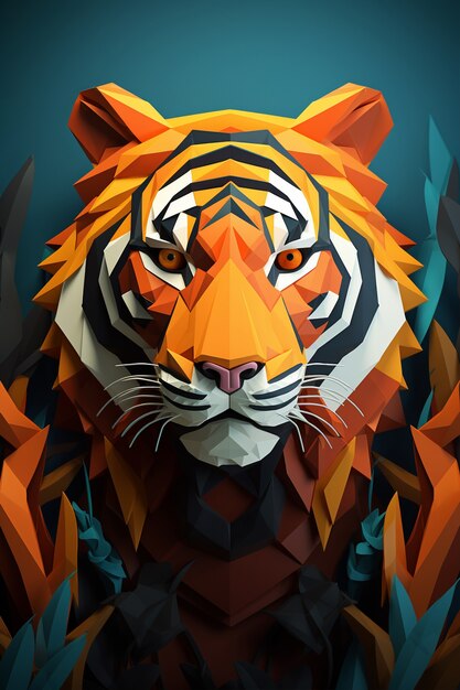 Cabeça de tigre feroz em estúdio