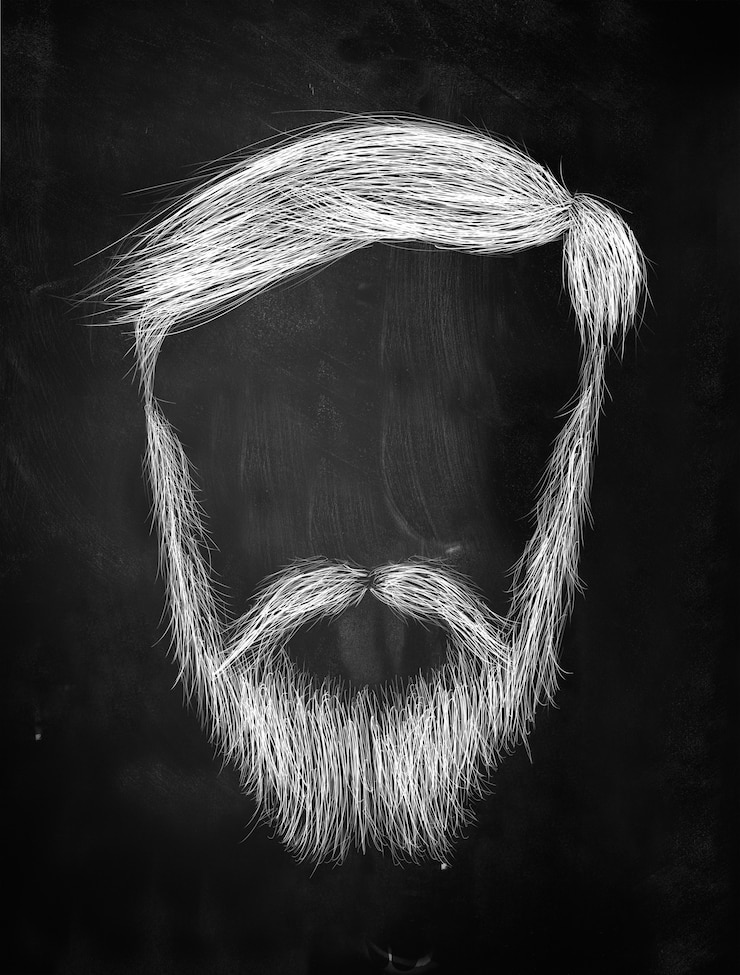 Foto grátis cabelo, bigode, barba pesada no quadro-negro