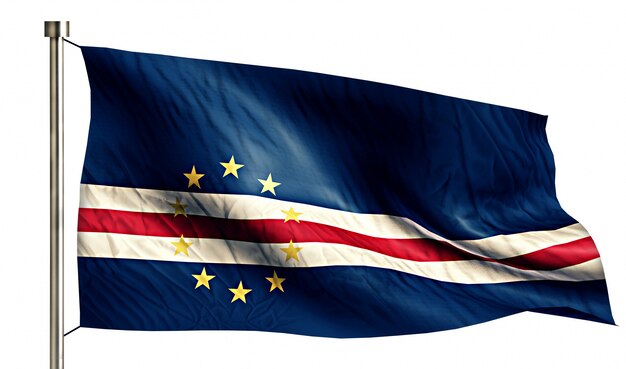 Cabo Verde Bandeira Nacional Isolado 3D Fundo Branco