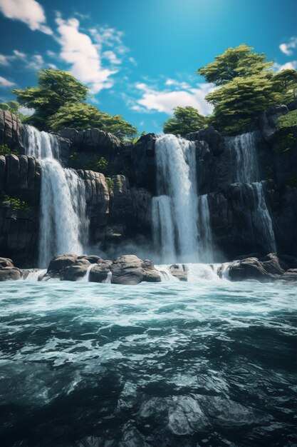 Cachoeira com paisagem natural