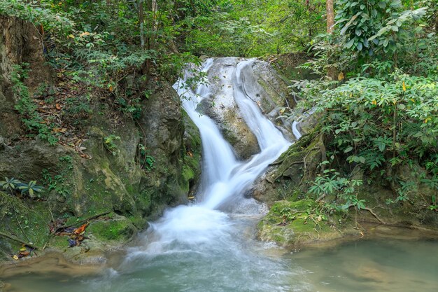Cachoeira Erawan no Parque Nacional em Kanchanaburi Tailândia