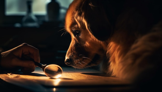 Foto grátis cachorrinho fofo sentado na mesa parecendo adorável gerado por ia