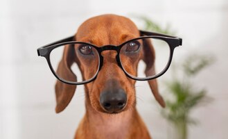 Cachorro fofo usando óculos
