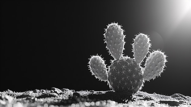 Cactos do deserto pretos e brancos