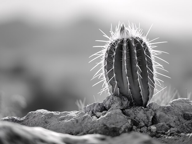 Cactos do deserto pretos e brancos