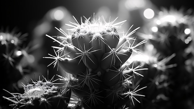 Cactos do deserto pretos e brancos