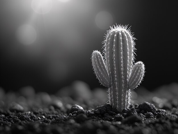 Foto grátis cactos do deserto pretos e brancos