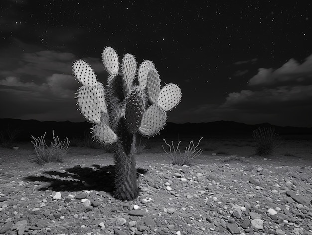 Foto grátis cactos do deserto pretos e brancos