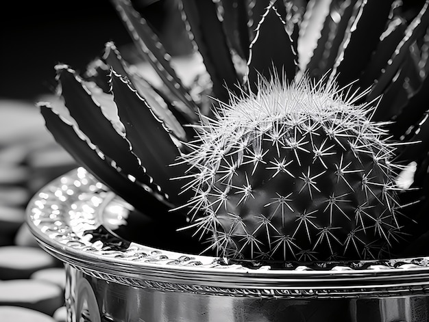 Foto grátis cactos do deserto pretos e brancos