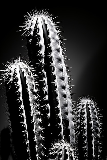 Foto grátis cactos do deserto pretos e brancos