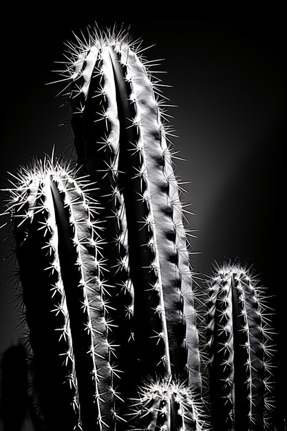 Cactos do deserto pretos e brancos