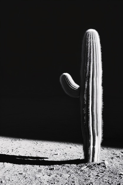 Foto grátis cactos do deserto pretos e brancos