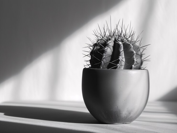 Foto grátis cactos do deserto pretos e brancos