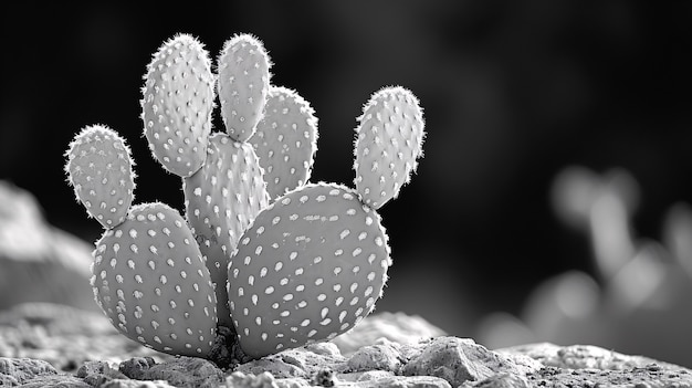 Cactos do deserto pretos e brancos