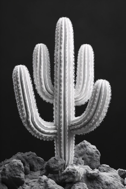 Cactos do deserto pretos e brancos