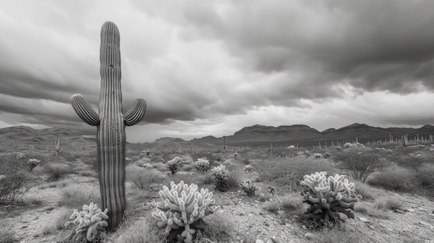 Cactos monocromáticos do deserto