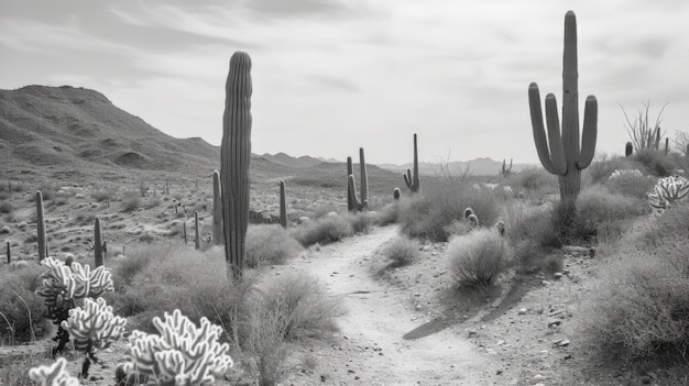 Foto grátis cactos monocromáticos do deserto