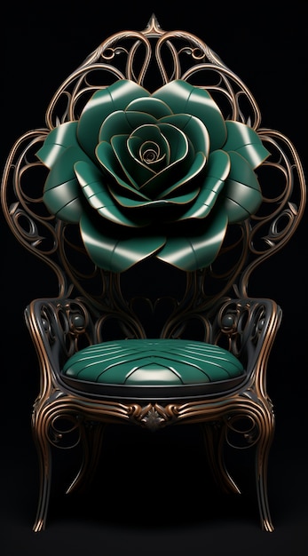 Foto grátis cadeira 3d com ornamentos de flores de rosa