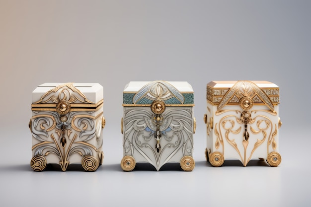 Caixas de jóias ornamentadas em estilo art nouveau