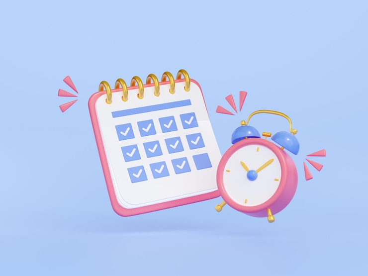 Foto grátis calendário com horário de data e despertador