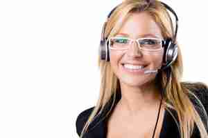 Foto grátis call center blonde woman with headset