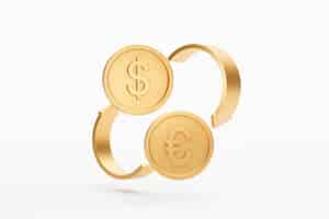 Foto grátis câmbio de moeda euro para dólar moeda de ouro moeda ícone dinheiro sinal ou símbolo negócios e conceito financeiro ilustração de fundo 3d