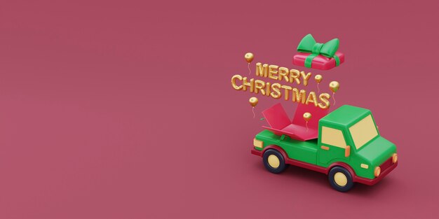 Caminhão de alto ângulo entregando presentes de natal