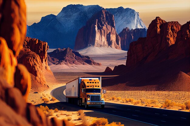 Caminhão de transporte de montanha ao ar livre modo de transporte natureza paisagem generativa AI