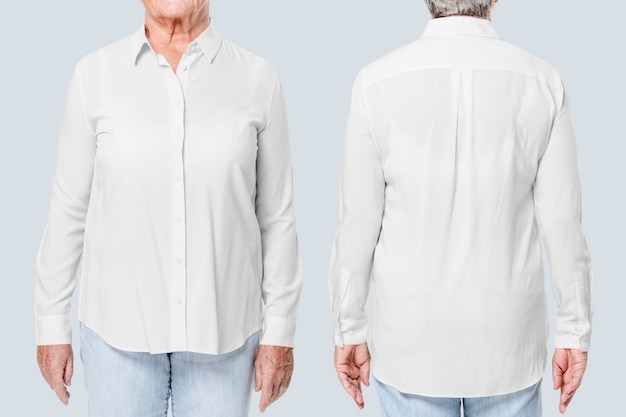 Foto grátis camisa feminina branca grande demais com espaço de design