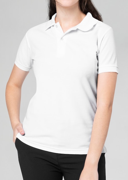 Camisa polo branca feminina, casual business wear