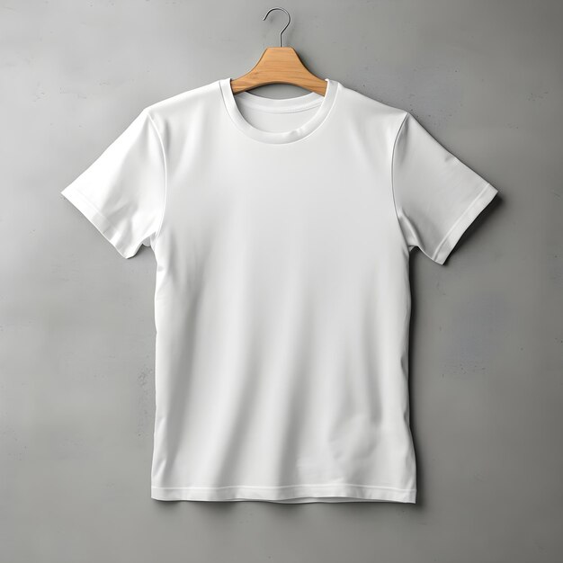camiseta branca frontal em branco com maquete de cabide