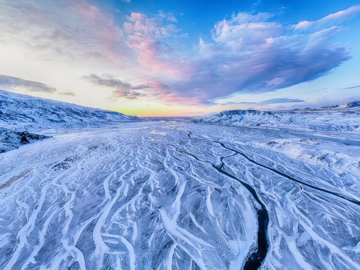 Campo coberto de neve