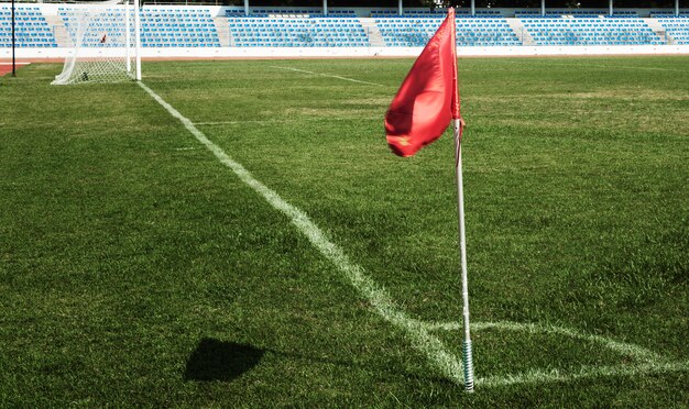 Campo de futebol de uma vista de canto