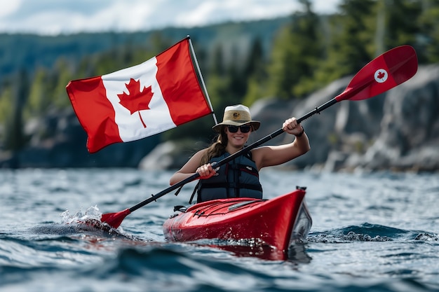 Foto grátis canada day celebration with maple leaf symbol