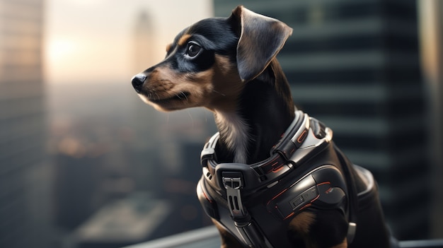 Foto grátis cão adorável de estilo futurista