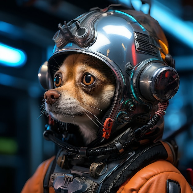 Foto grátis cão adorável de estilo futurista