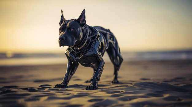 Cão adorável de estilo futurista