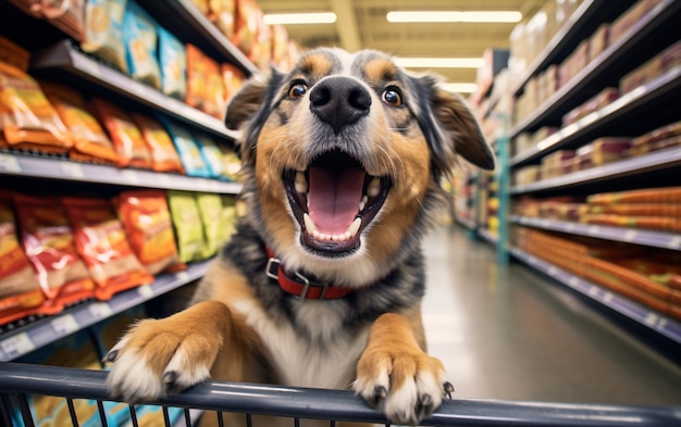 Foto grátis cão alegre a divertir-se