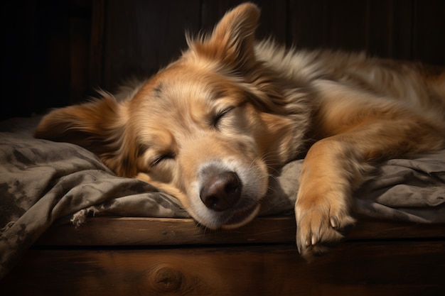 Cão bonito a dormir é gerado