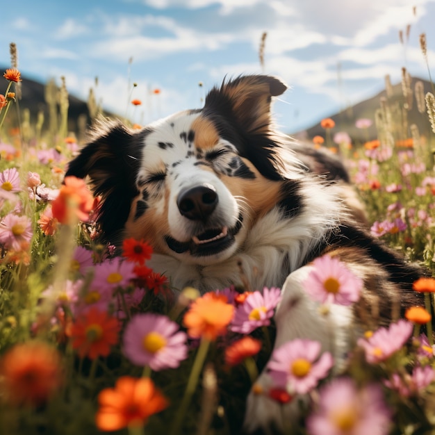 Foto grátis cão bonito a dormir é gerado