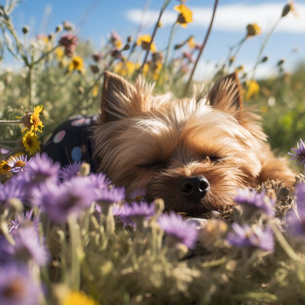 Foto grátis cão bonito a dormir é gerado