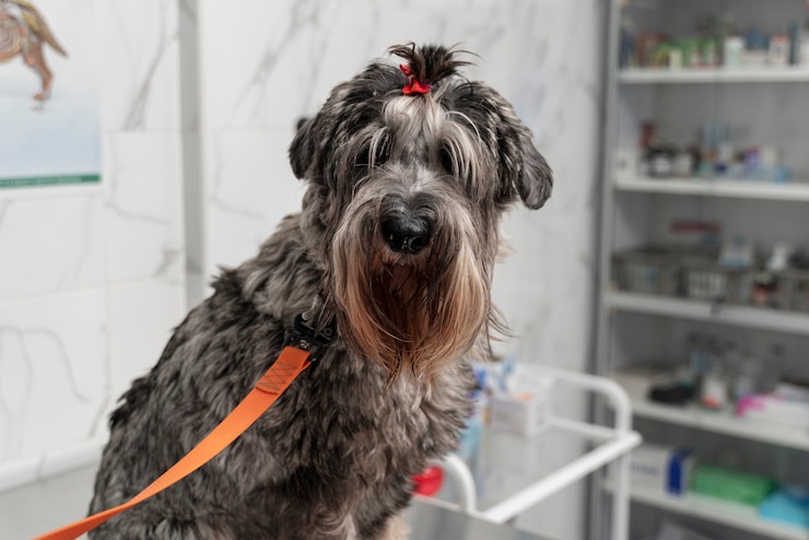 Foto grátis cão bonito na clínica veterinária