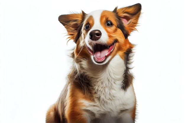 Cão feliz sorridente isolado fundo branco retrato 5