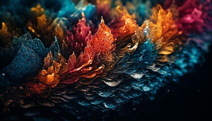 Foto grátis caos subaquático cores profundas vibrantes fluxo suave gerado por ia