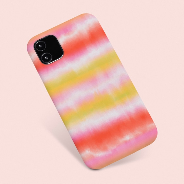 Foto grátis capa de telefone em padrão de listras coloridas de tie-dye